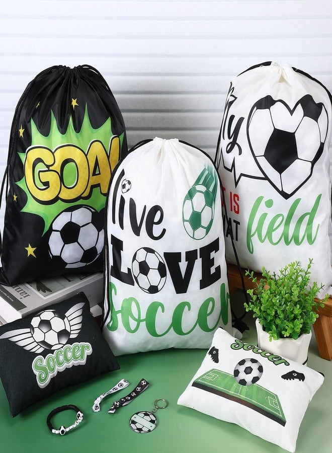 Dansydaisy 60 Pcs Soccer Party Favors Include Soccer Cosmetic Bag Soccer Keychain Soccer Charm Bracelets Assistance Bands Football Drawstring Bags for Party Favors Team Men Women - Image 2